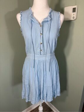 314. O’Neill Light Blue Sleeveless Button Front Summer Dress